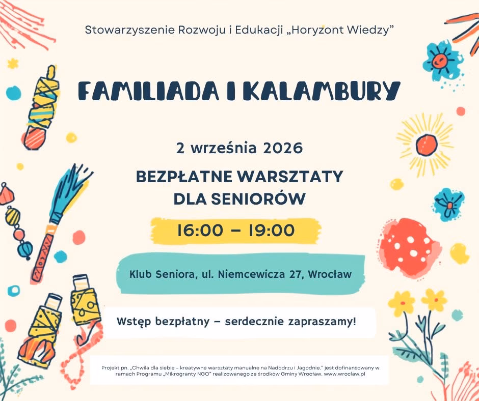 Plakat warsztatów relaksacyjno‑twórczych dla młodych matek – domowe SPA i tworzenie olejków zapachowych, z datą, godziną i informacją o prowadzącej.